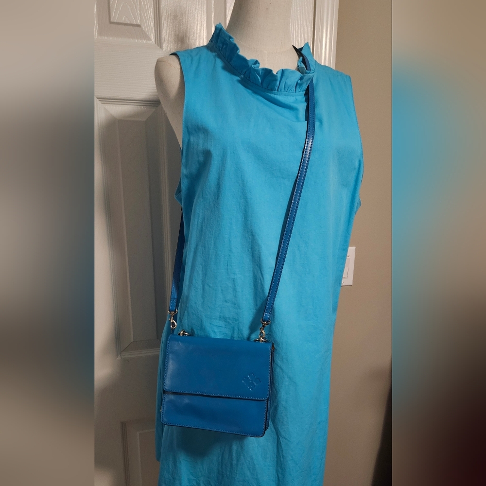 NWT Patricia Nash Leather Veolia Crossbody W/ Detachable Pearl Handle: Turquoise - Picture 2 of 15